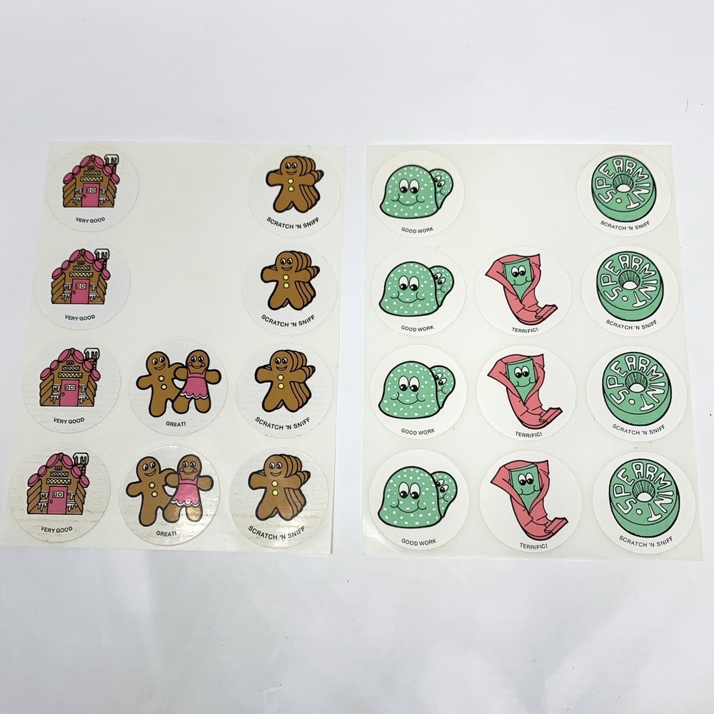 Lot of 21 Vintage CTP Scratch N Sniff Gingerbread & Spearmint Stickers Matte HTF